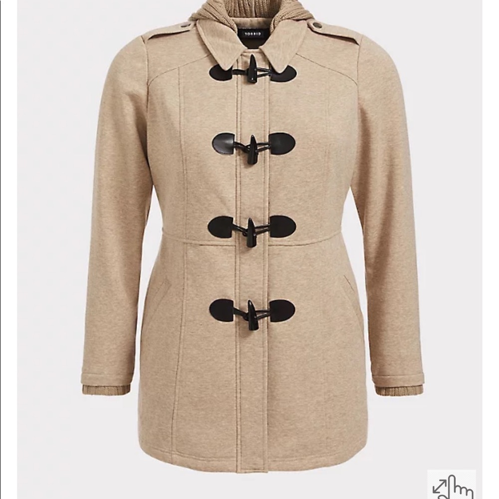 Torrid TAN HOODED TOGGLE COAT
